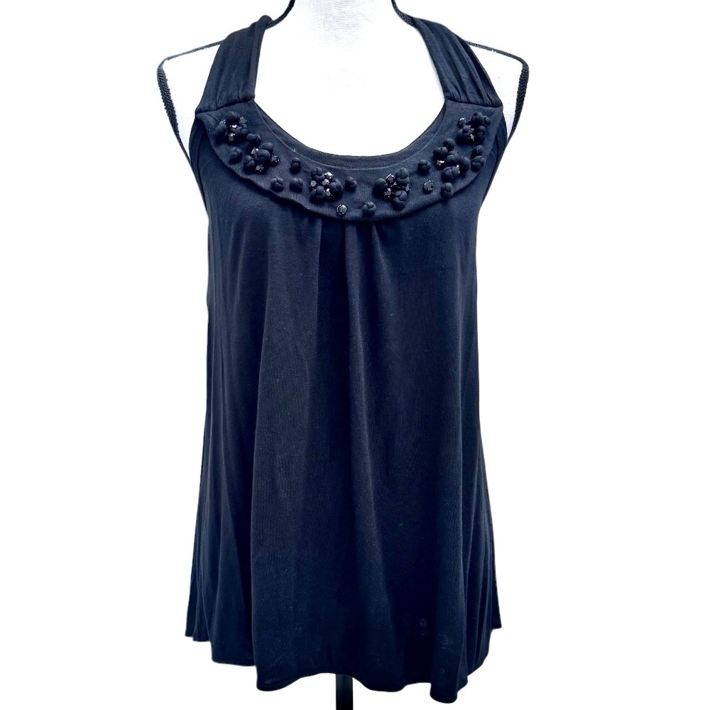 JUICY COUTURE Y2K BLACK HALTER TOP W/ RHINESTONES & KNOTS